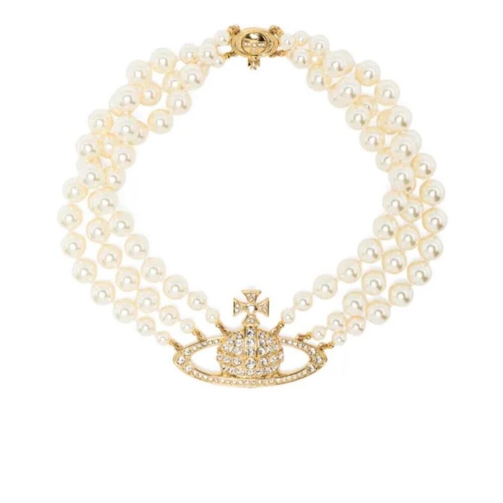 💎RERA💎Three Row Pearl Bas Relief Choker in Gold